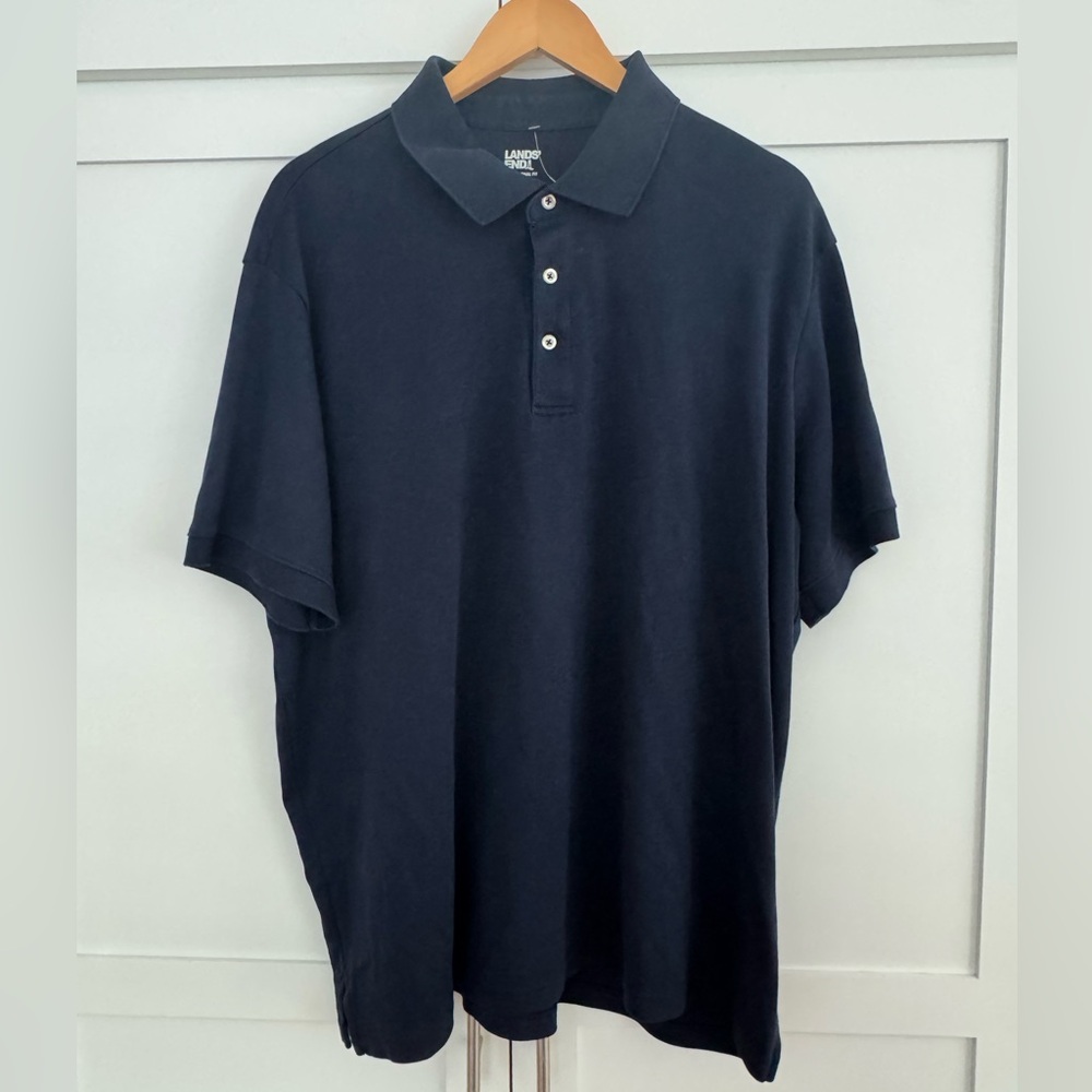 Lands' End Cotton Navy Polo Shirt size 2XL